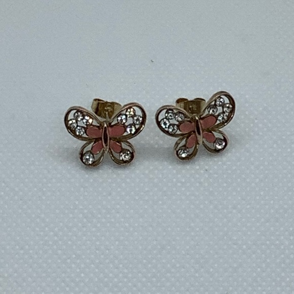Butterfly Pink and Clear Stone Earrings ( 3 for $20 ) - Picture 3 of 5